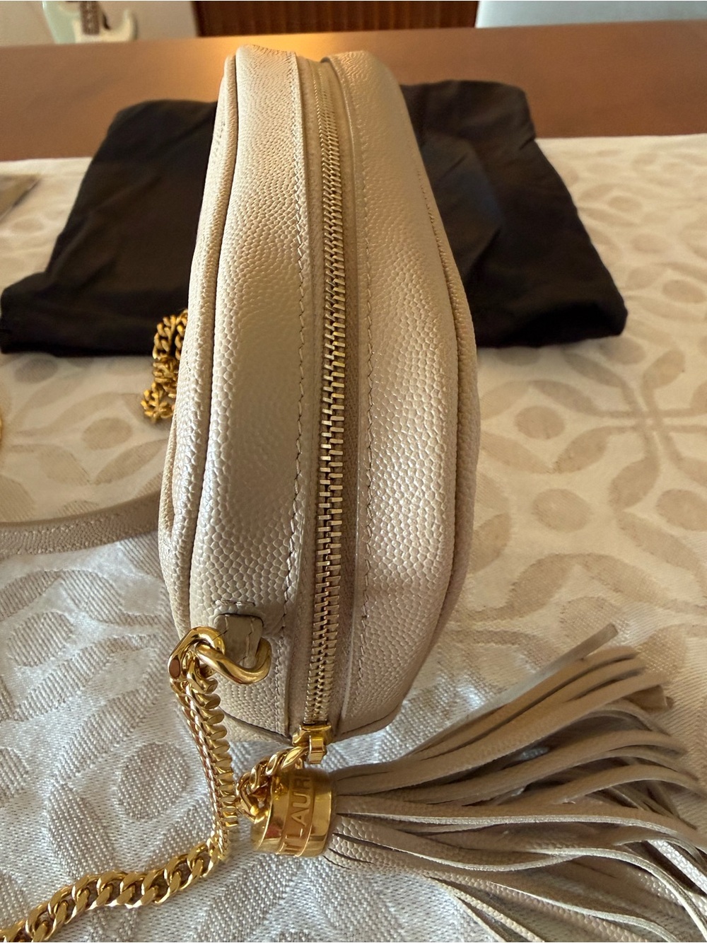 Saint Laurent Taupe Mini Lou Camera Bag w/ Tassel - Picture 7 of 8